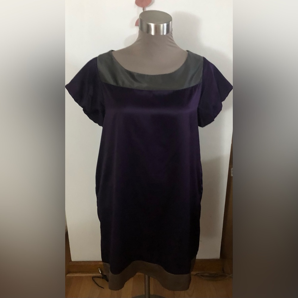 Old Navy eggplant purple puff sleeve swing dress size extra large